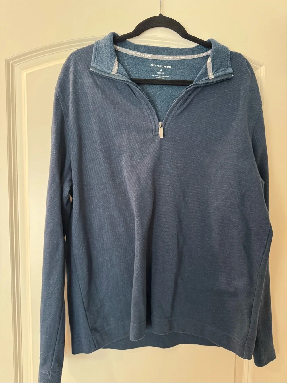 Geoffrey Beene Men's Heathered Navy Quarter-Zip Pullover